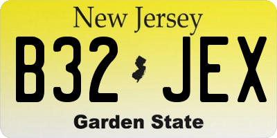 NJ license plate B32JEX