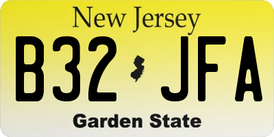 NJ license plate B32JFA