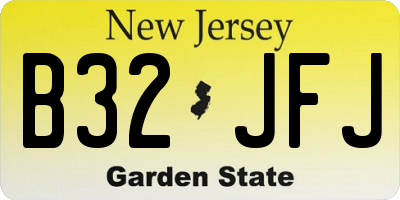 NJ license plate B32JFJ