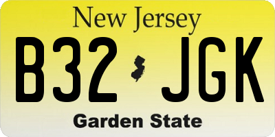 NJ license plate B32JGK