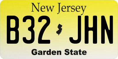 NJ license plate B32JHN