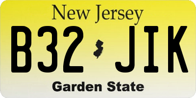 NJ license plate B32JIK