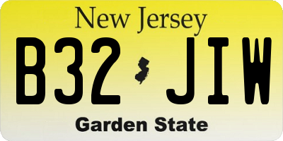 NJ license plate B32JIW