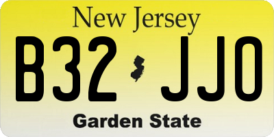 NJ license plate B32JJO