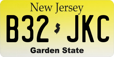 NJ license plate B32JKC