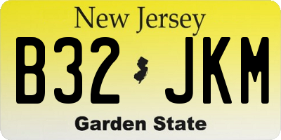 NJ license plate B32JKM