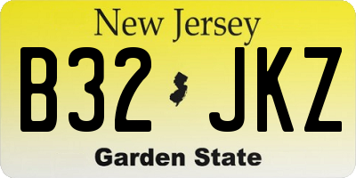 NJ license plate B32JKZ