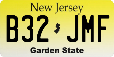 NJ license plate B32JMF