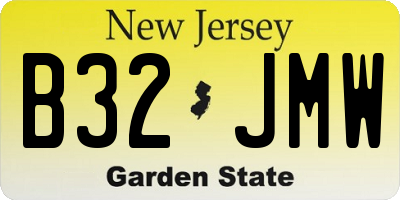 NJ license plate B32JMW