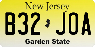 NJ license plate B32JOA