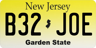 NJ license plate B32JOE