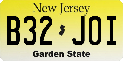 NJ license plate B32JOI