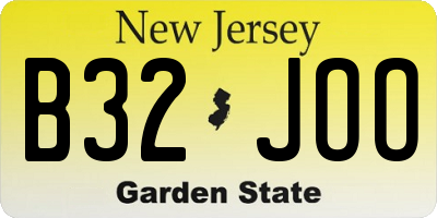 NJ license plate B32JOO