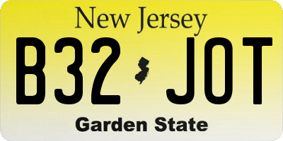 NJ license plate B32JOT
