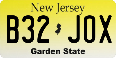NJ license plate B32JOX