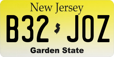 NJ license plate B32JOZ