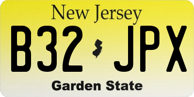 NJ license plate B32JPX
