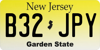 NJ license plate B32JPY