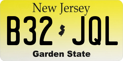 NJ license plate B32JQL