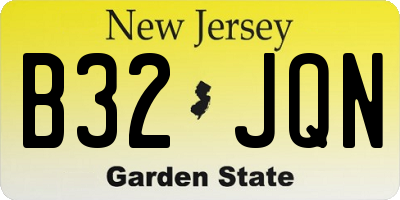 NJ license plate B32JQN