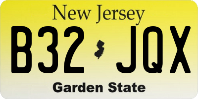 NJ license plate B32JQX