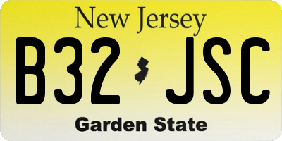 NJ license plate B32JSC