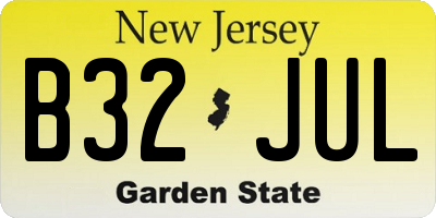 NJ license plate B32JUL