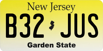 NJ license plate B32JUS