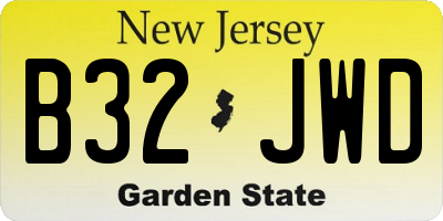 NJ license plate B32JWD