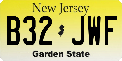 NJ license plate B32JWF