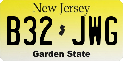 NJ license plate B32JWG