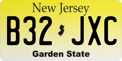 NJ license plate B32JXC