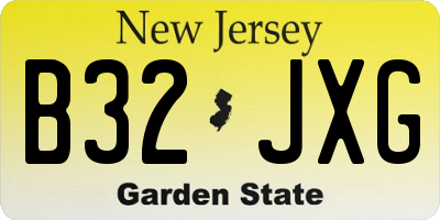 NJ license plate B32JXG