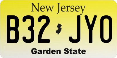 NJ license plate B32JYO