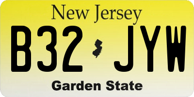 NJ license plate B32JYW