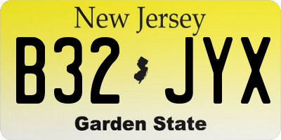 NJ license plate B32JYX