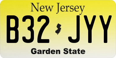 NJ license plate B32JYY