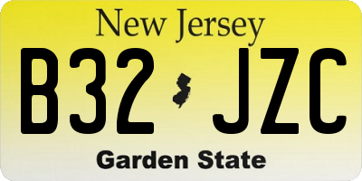 NJ license plate B32JZC