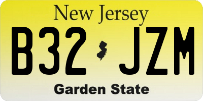 NJ license plate B32JZM
