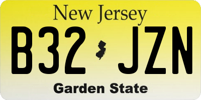 NJ license plate B32JZN