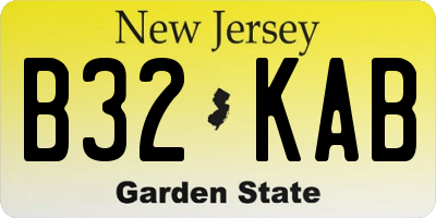 NJ license plate B32KAB