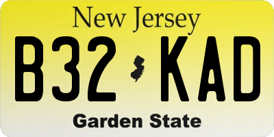NJ license plate B32KAD