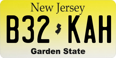 NJ license plate B32KAH