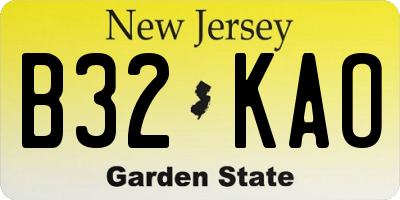 NJ license plate B32KAO
