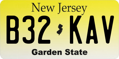 NJ license plate B32KAV