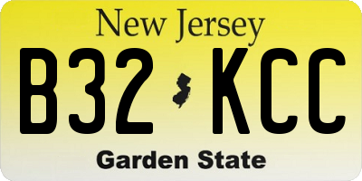 NJ license plate B32KCC