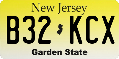 NJ license plate B32KCX