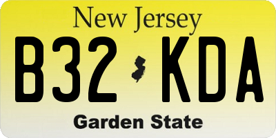 NJ license plate B32KDA