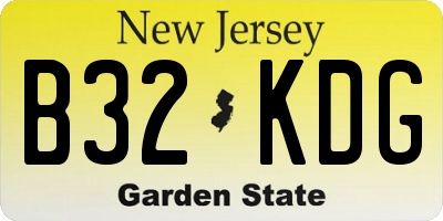 NJ license plate B32KDG