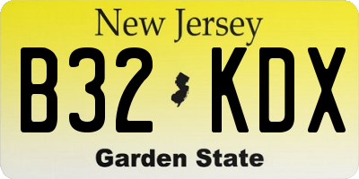 NJ license plate B32KDX